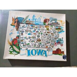 Vintage 1977 Great American Puzzle Factory Iowa State Map Jigsaw Puzzle, 560
